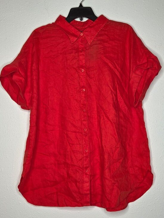 Lauren Ralph Lauren Tops - Lauren Ralph Lauren Plus Size Relaxed-Fit 100% Linen Short-Sleeve Shirt
